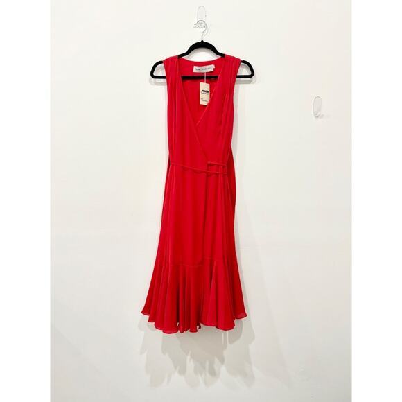 NWT Fame and Partners Sleeveless Surplice V-Neck Wrap Maxi Dress Red Women's S - Picture 1 of 3